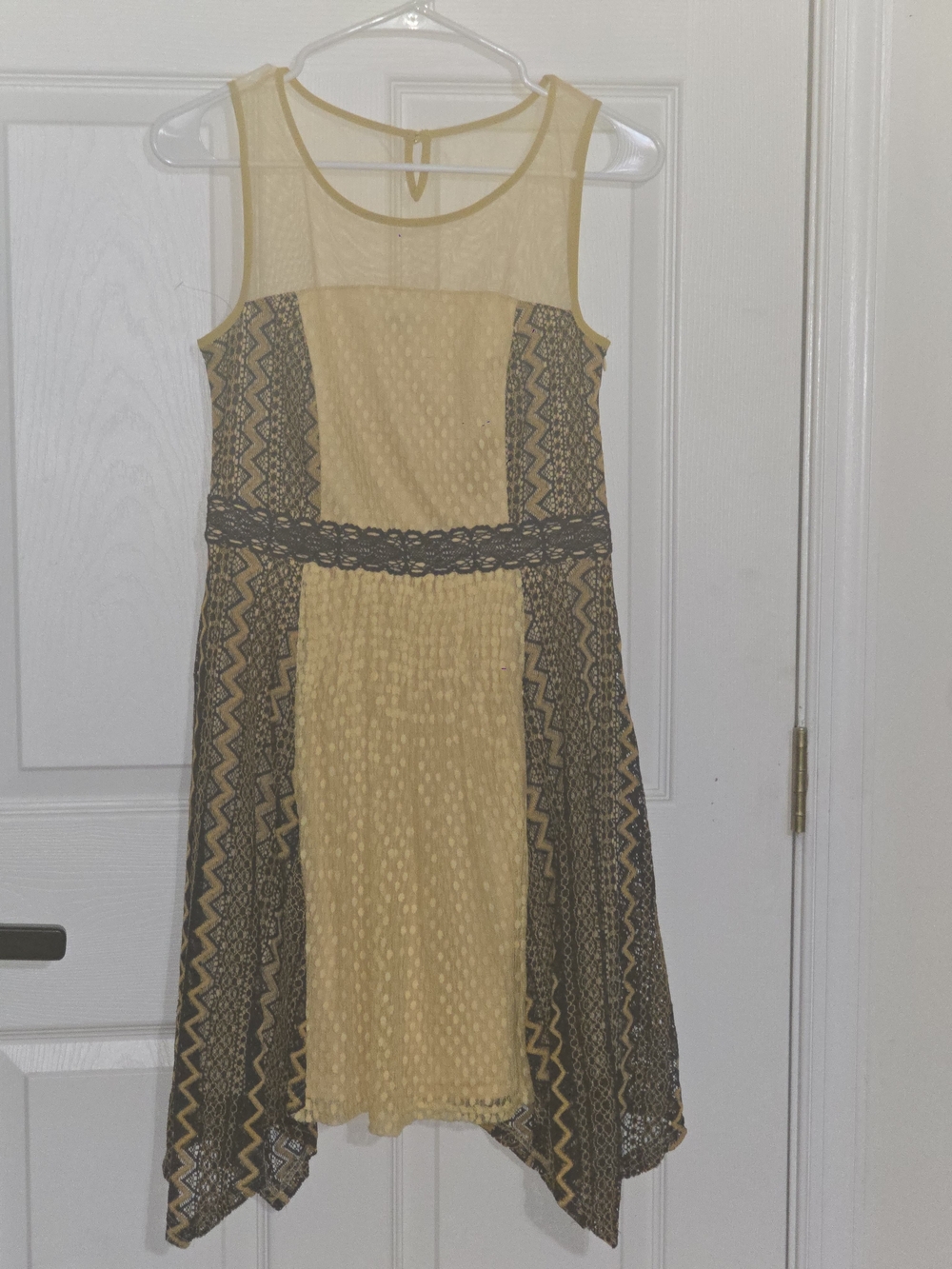 Ryu Yellow and Navy Asymmetrical Handkerchief Dress